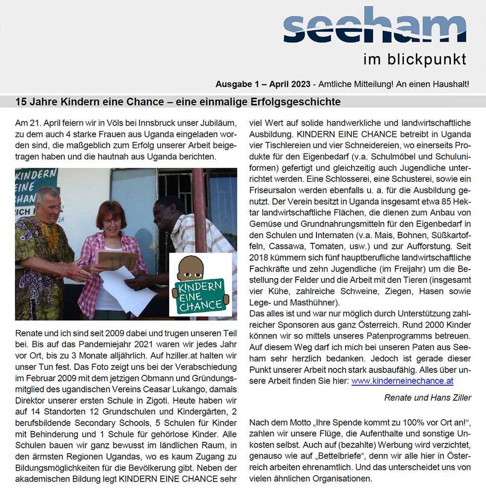 Jubiläum: 15 Jahre KINDERN EINE CHANCE