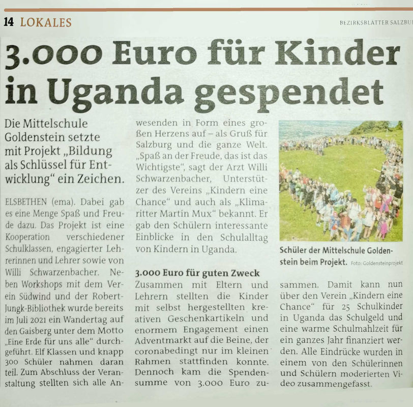 Kindern eine Chance, Bezirksblätter Salzburg